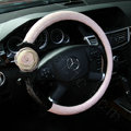 High-grade Lace Flower Patent Leather Auto Steering Wheel Covers 14 inch 36CM - Pink