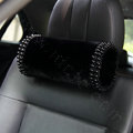 High-grade Pearl Genuine Wool Auto Neck Safety Pillow Car Headrest Accessories 1pcs - Black