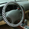 Hot Sales Classic Plaid Flocking Car Steering Wheel Covers 15 inch 38CM - White Black
