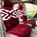 Hot sales Flower Design Short Plush Auto Cushion Universal Car Seat Covers For Women 5pcs Sets - Red