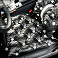 Luxury Diamond Universal Car Seat Cushion Women Bubble Leather Auto Pad 1pcs - Black