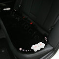 Luxury Genuine Wool Universal Car Seat Cushion Powder Crystal Rose Auto Long Pad 1pcs - Black