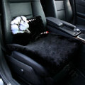 Luxury Genuine Wool Universal Car Seat Cushion Women Winter Auto Pad 1pcs - Black