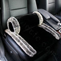 Luxury Genuine Wool With Rabbit Fur Universal Car Seat Cushion Winter Auto Pad 1pcs - Black