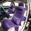 Luxury Leopard Print Female Diamond Universal Car Seat Cushion PU Velvet 10pcs Set - Purple