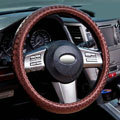 Man Casual Snake Print PU Leather Car Steering Wheel Covers 14 inch 36CM - Coffee