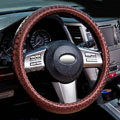Man Casual Snake Print PU Leather Car Steering Wheel Covers 15 inch 38CM - Coffee
