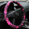 New Female Camo PU Leather Vehicle Steering Wheel Covers 15 inch 38CM - Pink