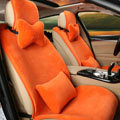 New Luxury Genuine Wool Auto Cushion Women Universal Car Seat Covers 15pcs Sets - Orange