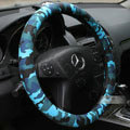 New Man Camo PU Leather Vehicle Steering Wheel Covers 15 inch 38CM - Blue