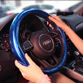 Personality Plating PU Leather Car Steering Wheel Covers 15 inch 38CM - Blue