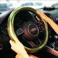 Personality Plating PU Leather Car Steering Wheel Covers 15 inch 38CM - Green