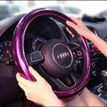 Personality Plating PU Leather Car Steering Wheel Covers 15 inch 38CM - Purple