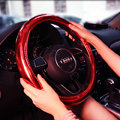Personality Plating PU Leather Car Steering Wheel Covers 15 inch 38CM - Red