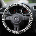 Personality Zebra Print PU Leather Car Steering Wheel Covers 15 inch 38CM - White Black