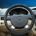 Popular Classic Plaid Winter Velvet Car Steering Wheel Covers 15 inch 38CM - Black