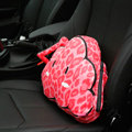 Popular Leopard Print Short Plush Car Support Lumbar Pillow Interior Decorate 1pcs - Pink