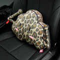 Popular Leopard Print Short Plush Car Support Lumbar Pillow Interior Decorate 1pcs - Yellow