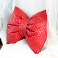 Princess Bowknot Car Lumbar Pillow Genuine Sheepskin Support Cushion 1pcs - Red