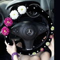 Princess Flowers Pearls Winter Genuine Wool Auto Steering Wheel Covers 15 inch 38CM - Black