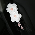 Princess Powder Crystal Rose Genuine Wool Auto Seat Safety Belt Covers 2pcs - Black