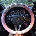 Top Luxury Women Car Steering Wheel Covers Crystal PU leather 15 inch 38CM - Pink White