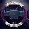Top Luxury Women Car Steering Wheel Covers Crystal PU leather 15 inch 38CM - Purple White