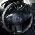 Top grade Man Diamond Grip Auto Steering Wheel Covers Genuine Cowhide 16 inch 40CM - Black