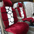 Unique Fashion Short Plush Auto Cushion Universal Car Seat Covers For Women 5pcs Sets - Wine Red
