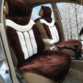 Winter General Plush Auto Cushion Super-soft Velour Car Seat Covers 5pcs Sets - Coffee