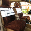 Winter General Short Plush Auto Cushion Calssic Pattern Car Seat Covers 5pcs Sets - Coffee