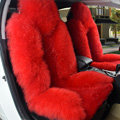 Winter Long Wool Auto Cushion Universal Genuine Sheepskin Car Seat Covers 4pcs Sets - Red