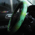 Women Calssic Snake Print PU Leather Car Steering Wheel Covers 15 inch 38CM - Green