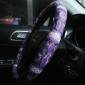Women Calssic Snake Print PU Leather Car Steering Wheel Covers 15 inch 38CM - Purple
