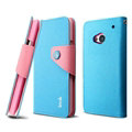 IMAK Cross Flip Leather Cases Book Holster Folder Covers for HTC One 802w 802t 802d - Blue