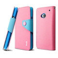IMAK Cross Flip Leather Cases Book Holster Folder Covers for HTC One 802w 802t 802d - Pink