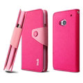 IMAK Cross Flip Leather Cases Book Holster Folder Covers for HTC One 802w 802t 802d - Rose