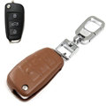 Clasic Genuine Leather Crocodile Grain Auto Key Bags Fold for Audi A3 - Brown