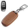 Clasic Genuine Leather Crocodile Grain Auto Key Bags Smart for Audi A5 - Brown