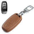 Clasic Genuine Leather Crocodile Grain Auto Key Bags Smart for Audi Q5 - Brown
