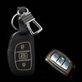 Clasic Genuine Leather Crocodile Grain Auto Key Bags Smart for Hyundai Sonata - Black