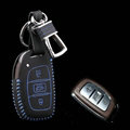Clasic Genuine Leather Crocodile Grain Auto Key Bags Smart for Hyundai Tucson - Blue