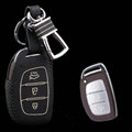 Clasic Genuine Leather Crocodile Grain Auto Key Bags Smart for Hyundai Verna - Black