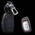 Clasic Genuine Leather Crocodile Grain Auto Key Bags Smart for Hyundai Verna - Blue