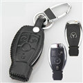 Elegant Genuine Leather Auto Key Bags Smart for Benz A200 - Black