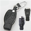 Elegant Genuine Leather Auto Key Bags Smart for Benz A45 AMG - Black