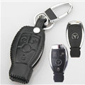 Elegant Genuine Leather Auto Key Bags Smart for Benz E260 - Black