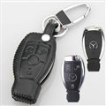 Elegant Genuine Leather Auto Key Bags Smart for Benz E300L - Black