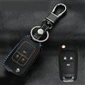 Fashion Genuine Leather Crocodile Grain Auto Key Bags Fold for Chevrolet Aveo - Black Blue
