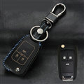 Fashion Genuine Leather Crocodile Grain Auto Key Bags Fold for Chevrolet Cruze - Black Blue